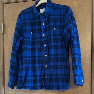 L.L. Bean Men's Navy and Royal Blue Check Sherpa lined